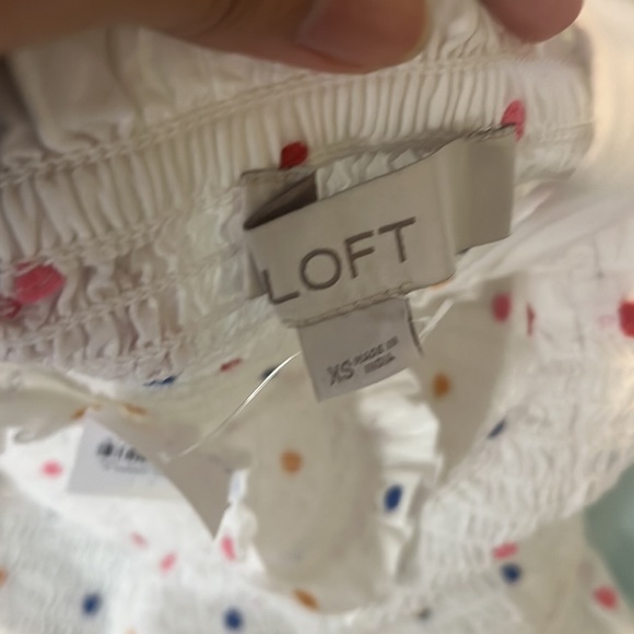 NWT Loft White Polka Dot Top - Picture 5 of 11